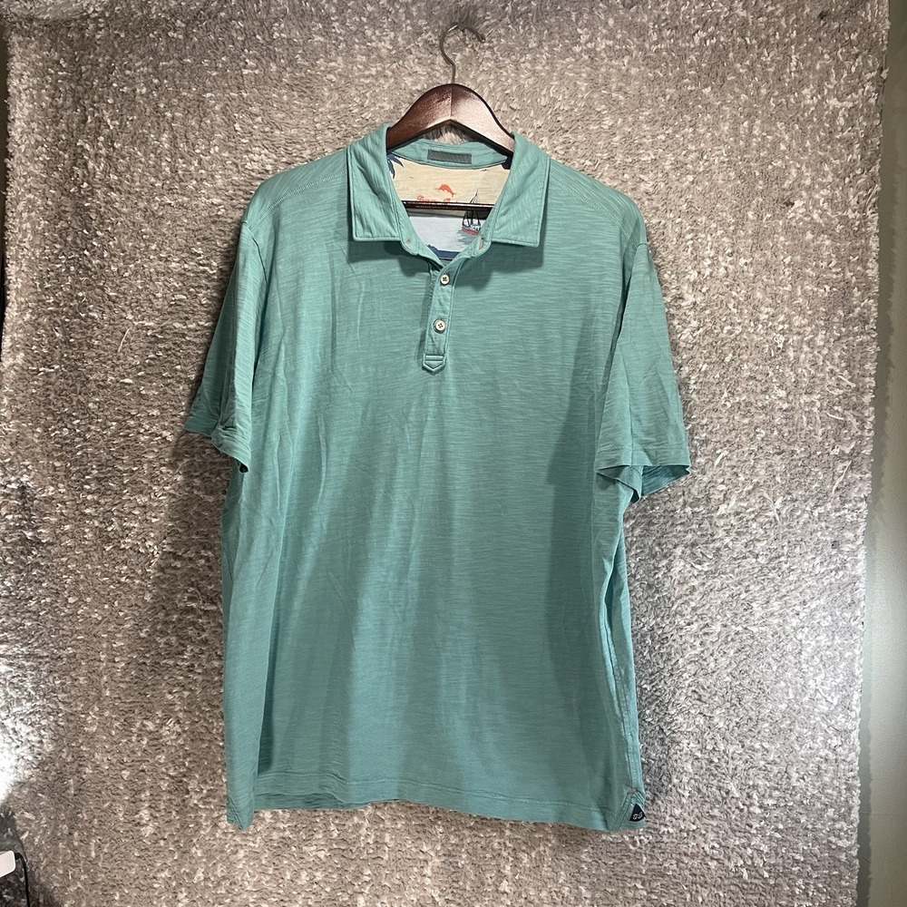 TOMMY BAHAMA Pima Cottom Polo Shirt Xl Blue Preppy Casual Logo